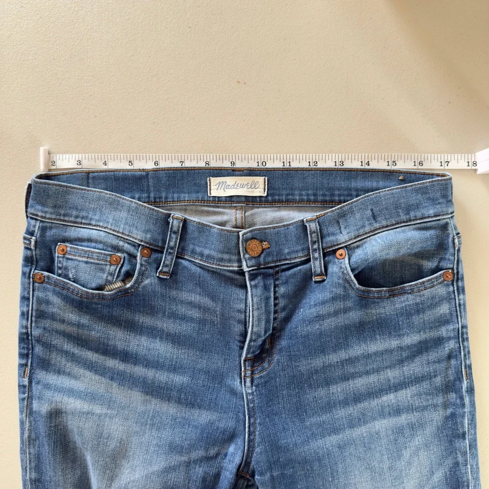 Madewell Alley Straight Jeans Womens 30 Blue Distressed Raw Hem Denim